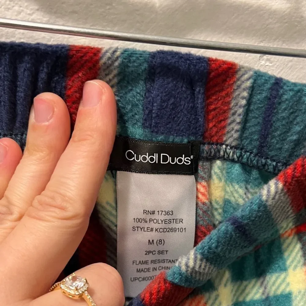Cuddl Duds Multicolor Plaid Pants M/8